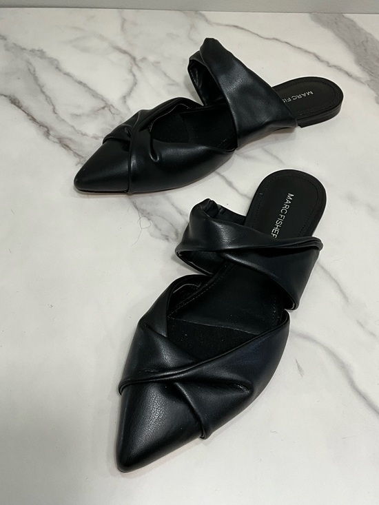 Marc Fisher Shoes - MARC FISHER Satera Black Twisted Leather Pointed Toe Mule Slides Size 8.5